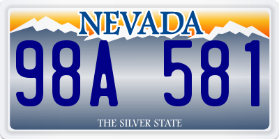 NV license plate 98A581