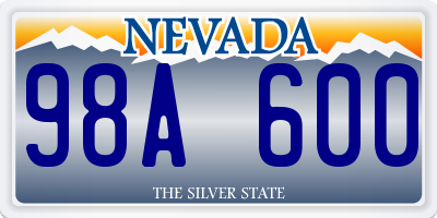 NV license plate 98A600