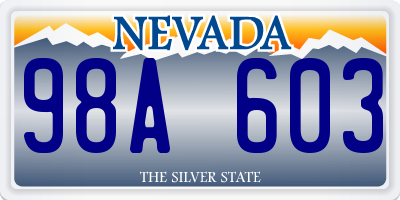 NV license plate 98A603