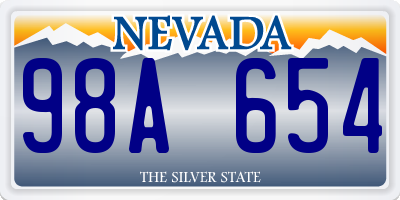 NV license plate 98A654