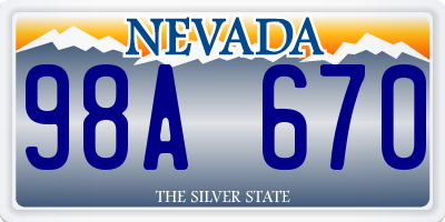 NV license plate 98A670
