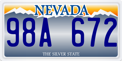 NV license plate 98A672