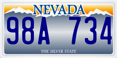 NV license plate 98A734