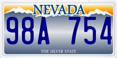 NV license plate 98A754