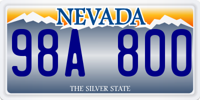 NV license plate 98A800