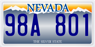 NV license plate 98A801