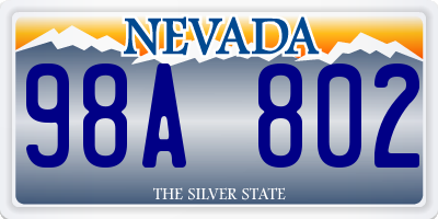 NV license plate 98A802