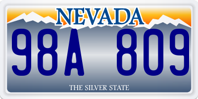 NV license plate 98A809