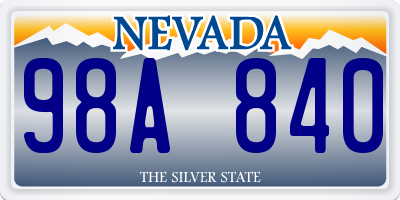 NV license plate 98A840