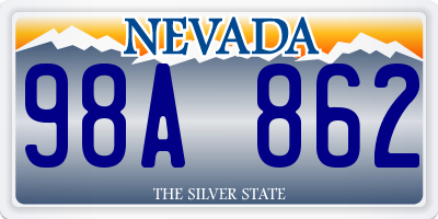 NV license plate 98A862
