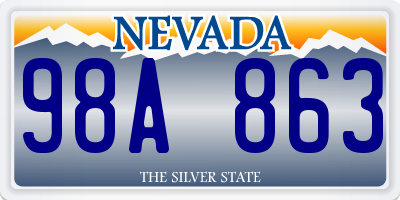 NV license plate 98A863