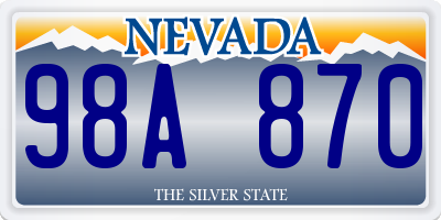 NV license plate 98A870