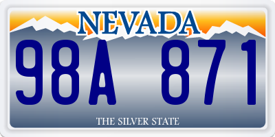 NV license plate 98A871