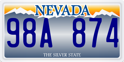 NV license plate 98A874