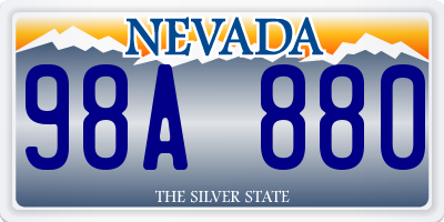 NV license plate 98A880