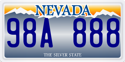 NV license plate 98A888