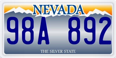 NV license plate 98A892