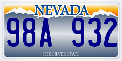 NV license plate 98A932