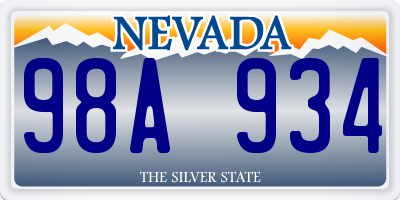 NV license plate 98A934