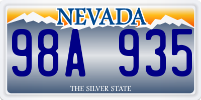 NV license plate 98A935