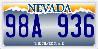 NV license plate 98A936