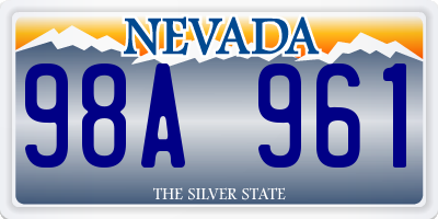 NV license plate 98A961