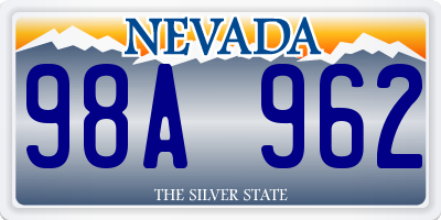 NV license plate 98A962