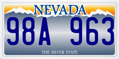 NV license plate 98A963