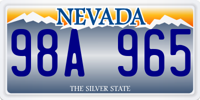 NV license plate 98A965