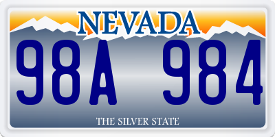 NV license plate 98A984