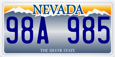 NV license plate 98A985