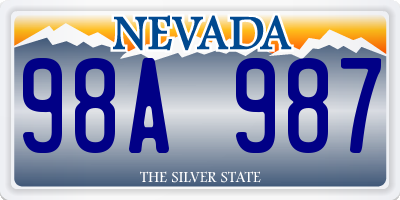 NV license plate 98A987
