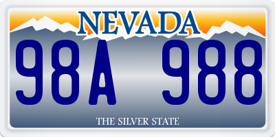 NV license plate 98A988