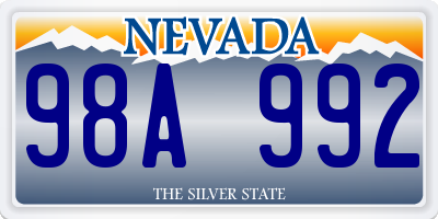 NV license plate 98A992