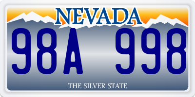 NV license plate 98A998