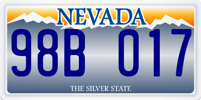 NV license plate 98B017