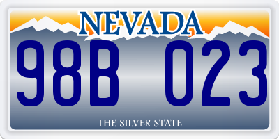 NV license plate 98B023
