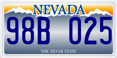 NV license plate 98B025