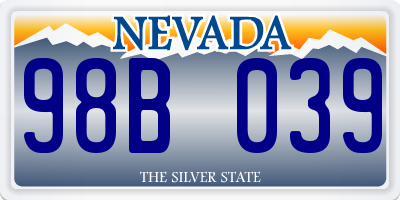 NV license plate 98B039
