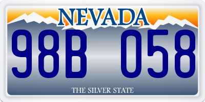 NV license plate 98B058