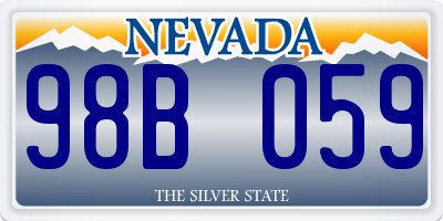 NV license plate 98B059