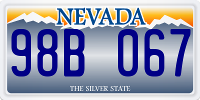 NV license plate 98B067