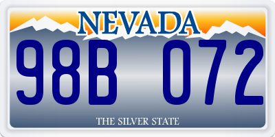 NV license plate 98B072