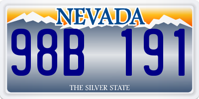 NV license plate 98B191