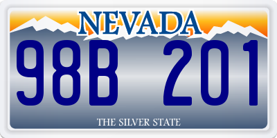 NV license plate 98B201