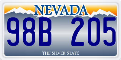 NV license plate 98B205