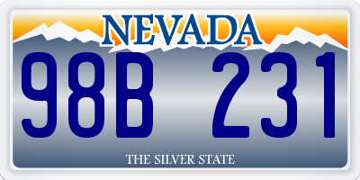 NV license plate 98B231