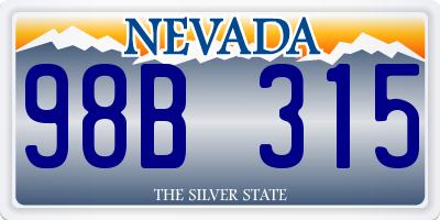 NV license plate 98B315