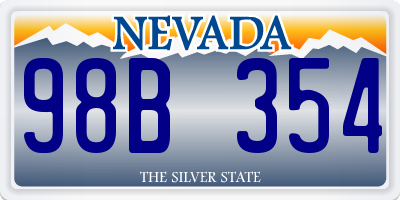 NV license plate 98B354