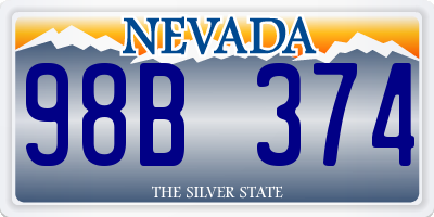 NV license plate 98B374